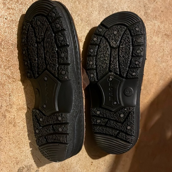 NAOT brown patchwork chunky leather suede Slip On shoes Mule Clogs EURO 37, Sz 7 - Picture 14 of 16